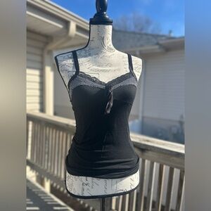 Black Flat Back Rhinestone Embellished Cami Top EUC!​​